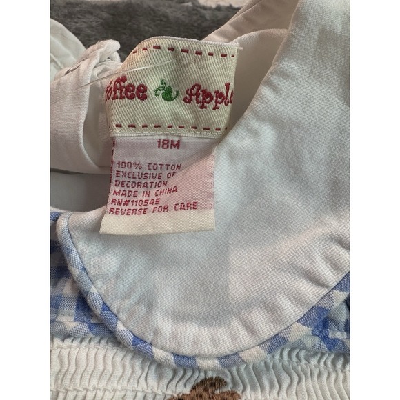 Vintage Toffee Apple Smocked Embroidered Easter Bunny & Eggs Romper Outfit 18 M - Picture 3 of 7